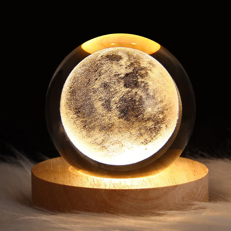 **LunaSphere** – 3D Moon and Galaxy Crystal LED Table Lamp