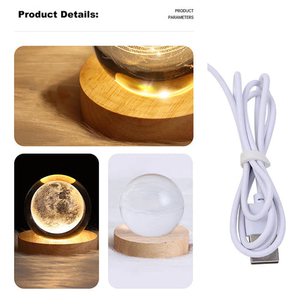 **LunaSphere** – 3D Moon and Galaxy Crystal LED Table Lamp