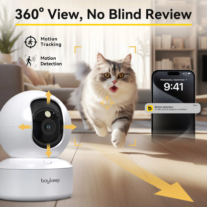 **PawVision 360** – 2K Pet Camera with App, 360° Pan & Tilt, and Night Vision