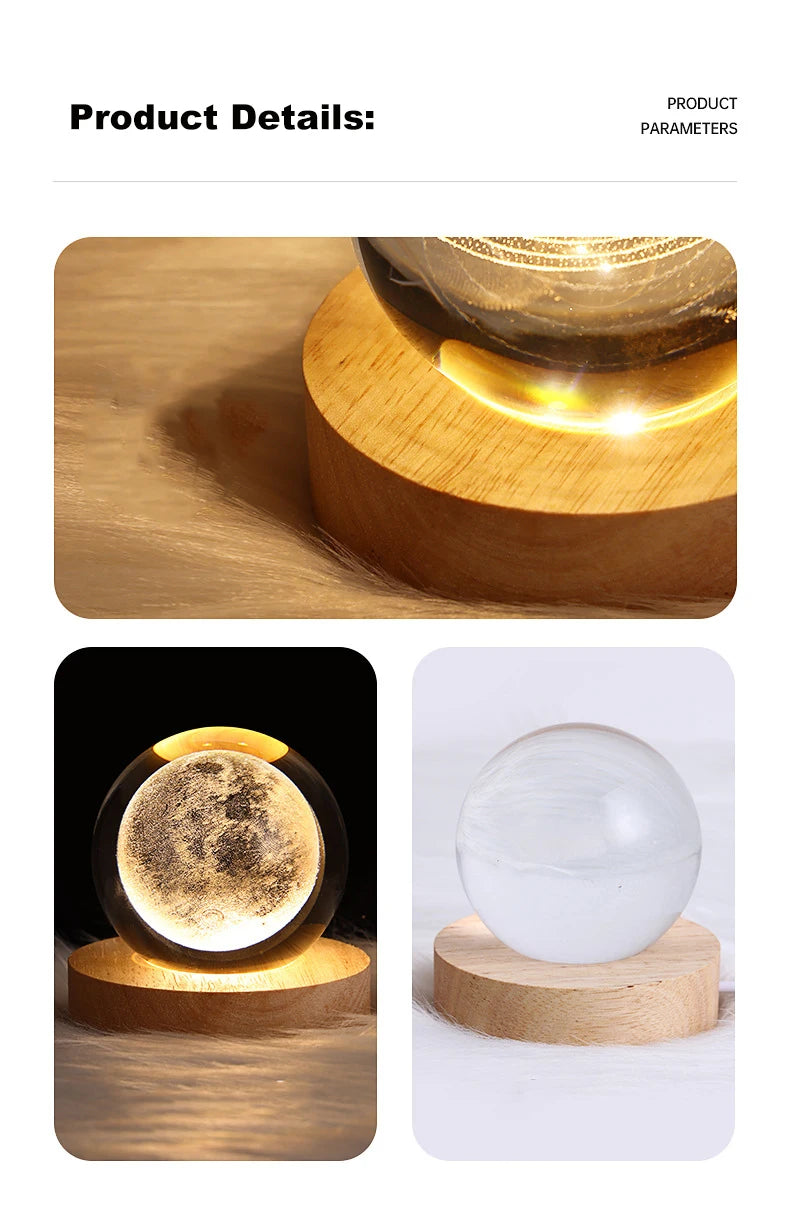 **LunaSphere** – 3D Moon and Galaxy Crystal LED Table Lamp