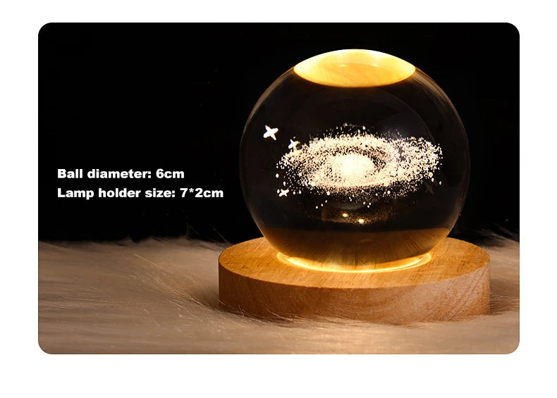 **LunaSphere** – 3D Moon and Galaxy Crystal LED Table Lamp