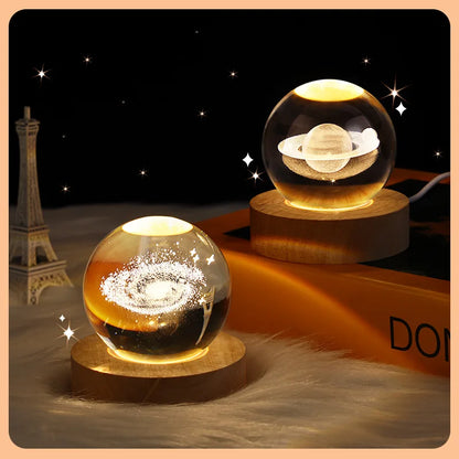 **LunaSphere** – 3D Moon and Galaxy Crystal LED Table Lamp