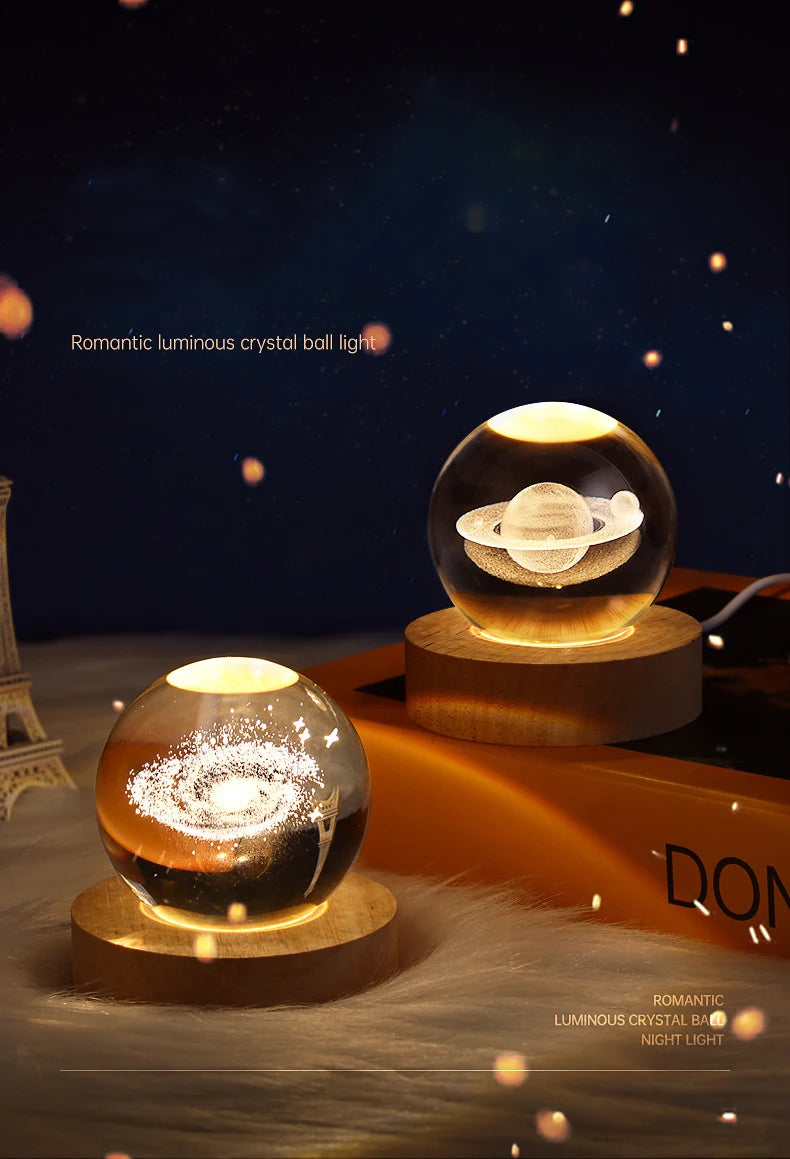 **LunaSphere** – 3D Moon and Galaxy Crystal LED Table Lamp