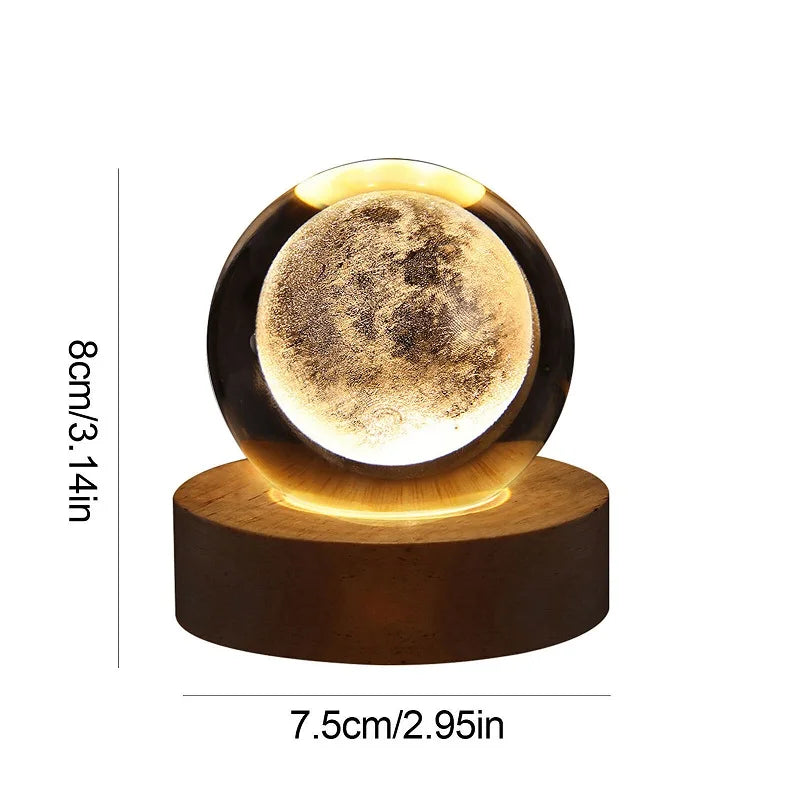 **LunaSphere** – 3D Moon and Galaxy Crystal LED Table Lamp