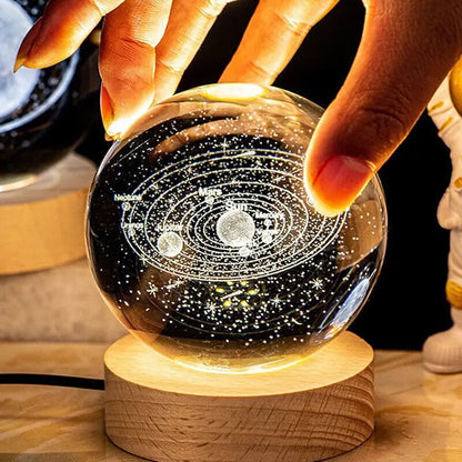 **LunaSphere** – 3D Moon and Galaxy Crystal LED Table Lamp